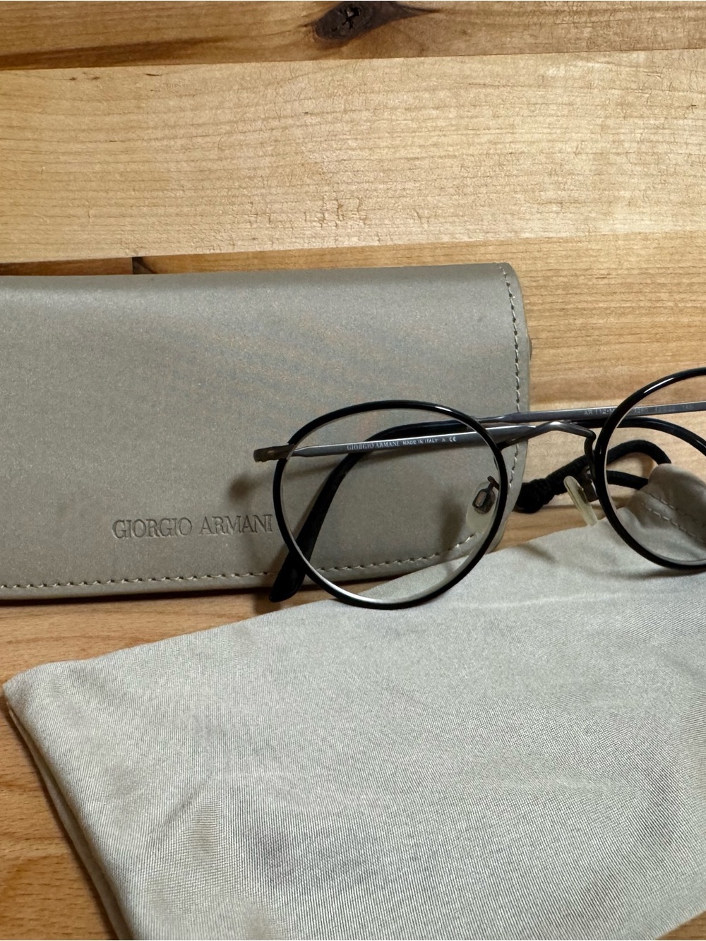Giorgio Armani Black Metal Glasses | Prescription | Full Rim Round Eyeglasses